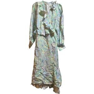 Stine Goya Odette Pastel Bloom Ruffle Prairie Dress - Long Sleeve - Medium - NWT